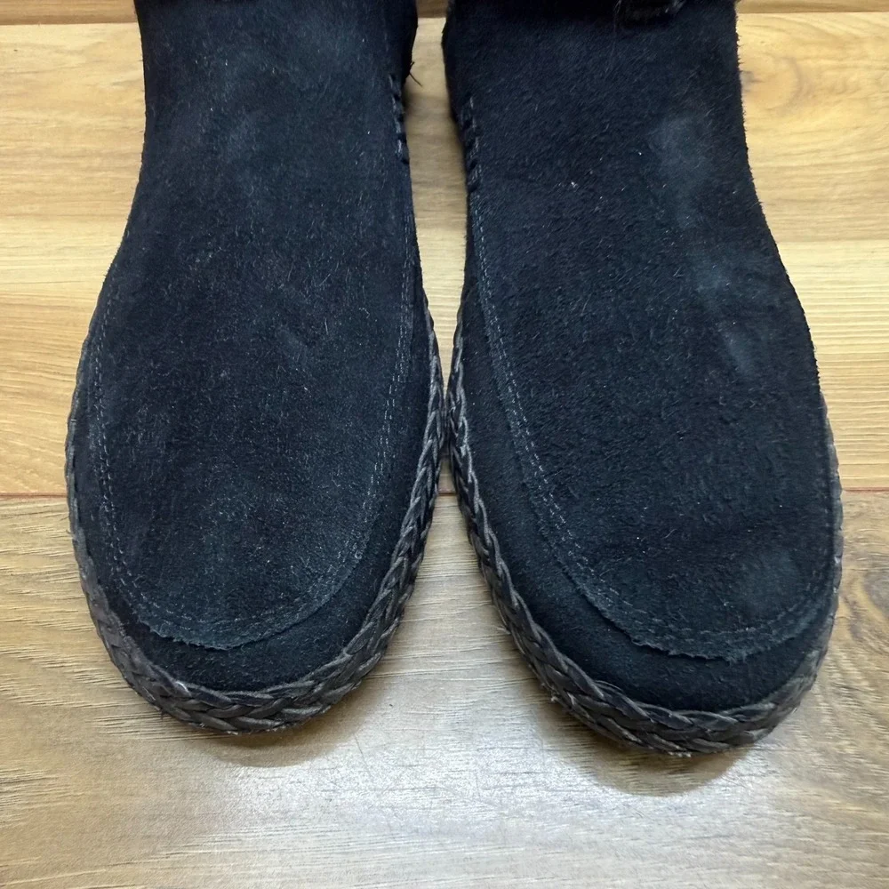 UGG Sloane Double Ring Ankle Boots Womens 7.5 Black Suede Braided Zipper